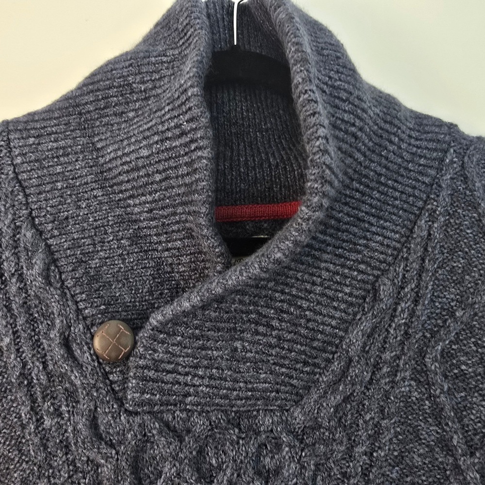 Wind River Mens XL Shawl‎ Collar Cable Knit Sweater Blue - Picture 7 of 14